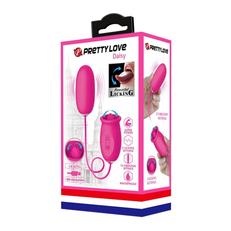PRETTY LOVE - Ovulo vibrante a forma di margherita + lingua stimolante per il clitoride ROSA